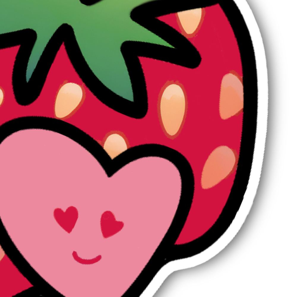 5/$15 Strawberry Heart Red Vinyl Glossy Sticker Handmade - Picture 6 of 8